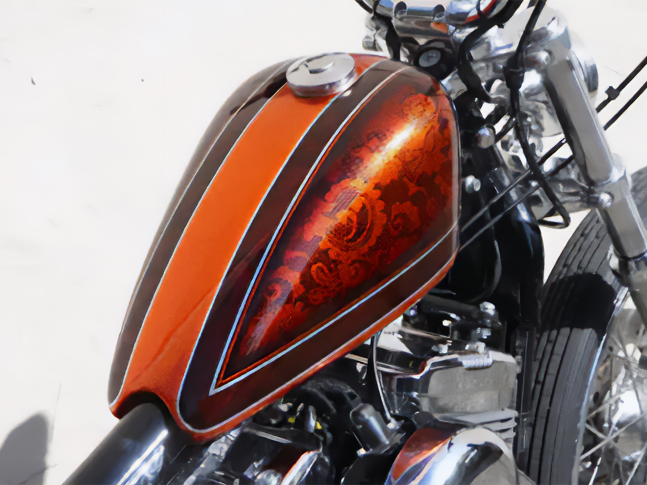 キャンディ塗装タンクのハーレー